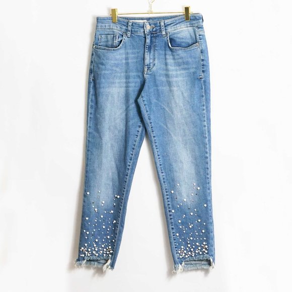 Anthropologie Pilcro Hyphen High Rise Crop Pearl Jeans 28 - Picture 3 of 7